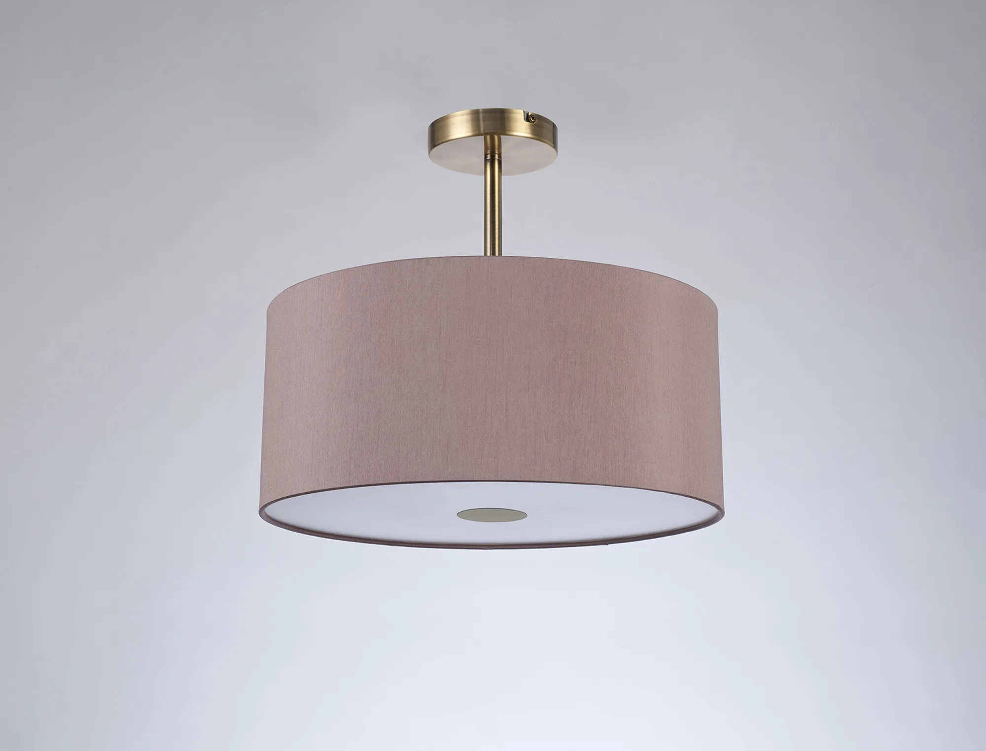Baymont 40cm Semi Flush 3 Light Antique Brass, Taupe/Halo Gold, Frosted Diffuser DK0376  Deco Baymont AB TA